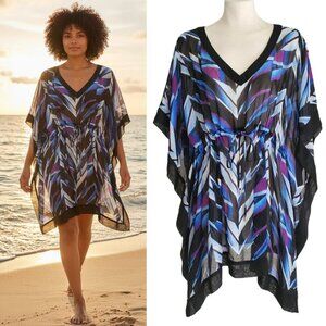 Calvin Klein Swim Beach CoverUp  Kimono Lightweight Transparent Tie Waist